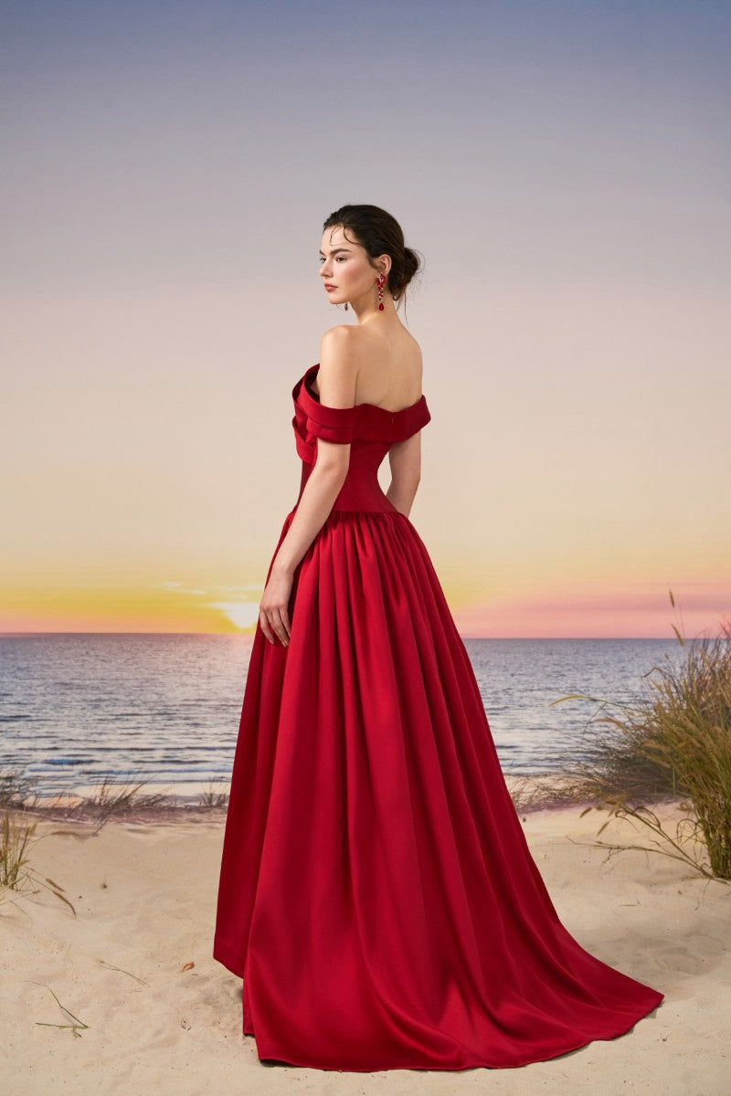 SANA ROYAL TAFFETA DRESS IN RED - CULT MIA
