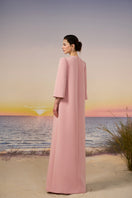 Light rose EIRA crepe gown by 21Six featuring a flowing silhouette and elegant design, perfect for formal occasions.