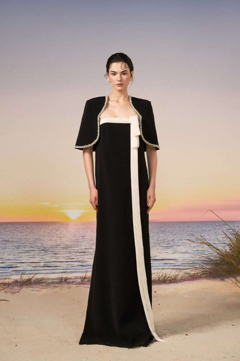 ARNAB CREPE DRESS IN BLACK AND WHITE - CULT MIA