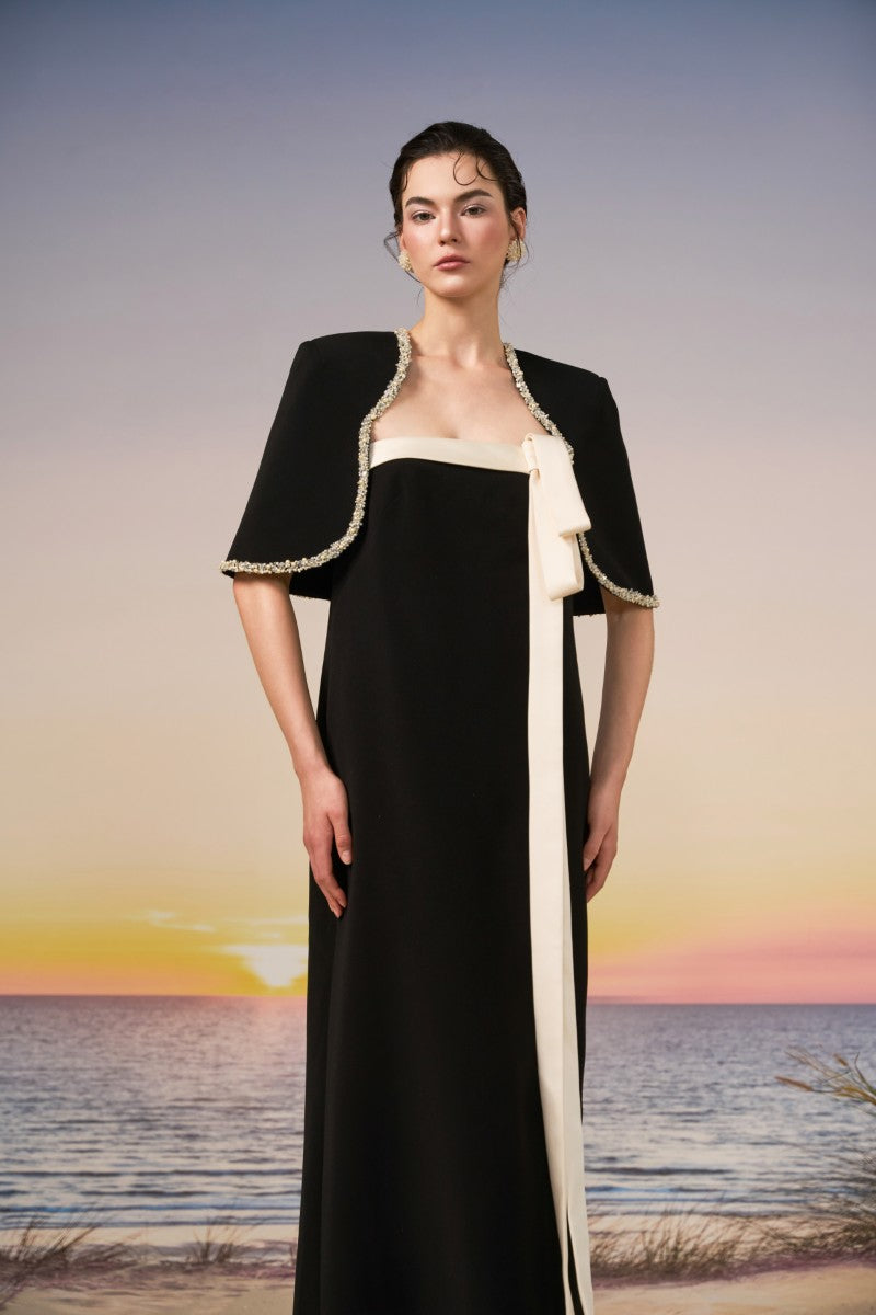 ARNAB CREPE DRESS IN BLACK AND WHITE - CULT MIA