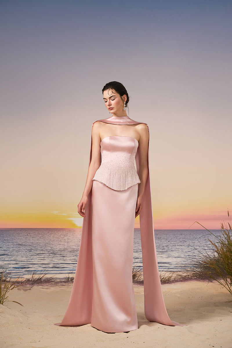 LUZ SILK TAFFETA DRESS IN LIGHT PINK