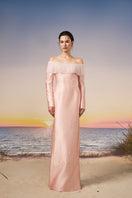 Light pink Talia Royal Taffeta gown by 21Six, elegant dress with flowing fabric and intricate details, perfect for formal occasions.