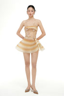 Beige LYRA Tulle Dress by 21Six, a stylish mini dress with delicate tulle fabric, perfect for elegant occasions.