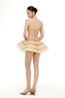 Beige LYRA tulle mini dress by 21Six featuring a delicate, flowing fabric and elegant design for stylish occasions.