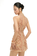 Beige Sophia tulle mini dress by 21Six featuring a delicate, layered tulle design and a stylish, feminine silhouette.