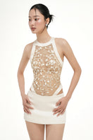 White Ivy Tulle Top and Hazel Silk Taffeta Skirt co-ords by 21Six, featuring elegant tulle fabric and silky taffeta style.