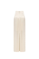 Creamy white maxi skirt from PODYH's VEZHA collection, featuring a flowing, elegant design perfect for stylish looks.
