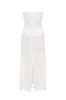 PODYH Tympan eggshell midi dress featuring a flowy fabric and elegant silhouette, perfect for stylish occasions.