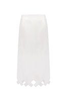 Podyh Tympan midi skirt in eggshell color, soft fabric with a flowy silhouette, displayed on a neutral background.