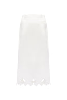 PODYH Tympan midi skirt in eggshell color, lightweight fabric with a high waist and flowing silhouette.
