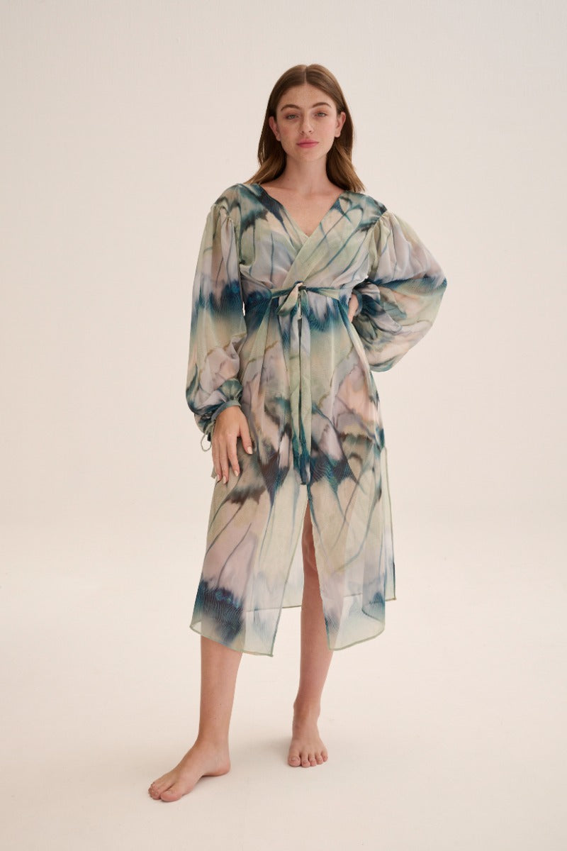 KIMONO IN PRINT SAGE - CULT MIA