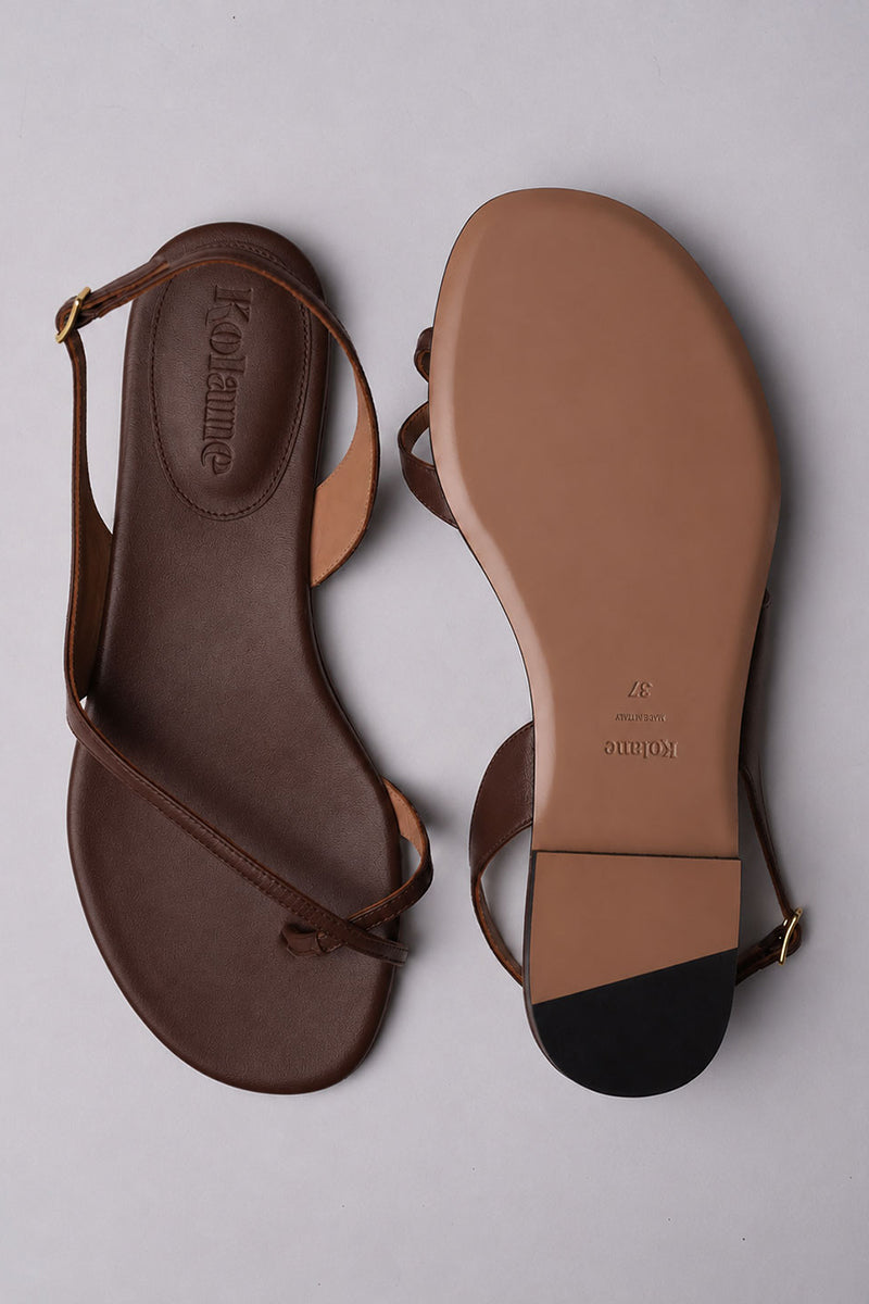 Kolane Esme tobacco-colored sandals with open toe design and ankle straps, stylish footwear for casual wear