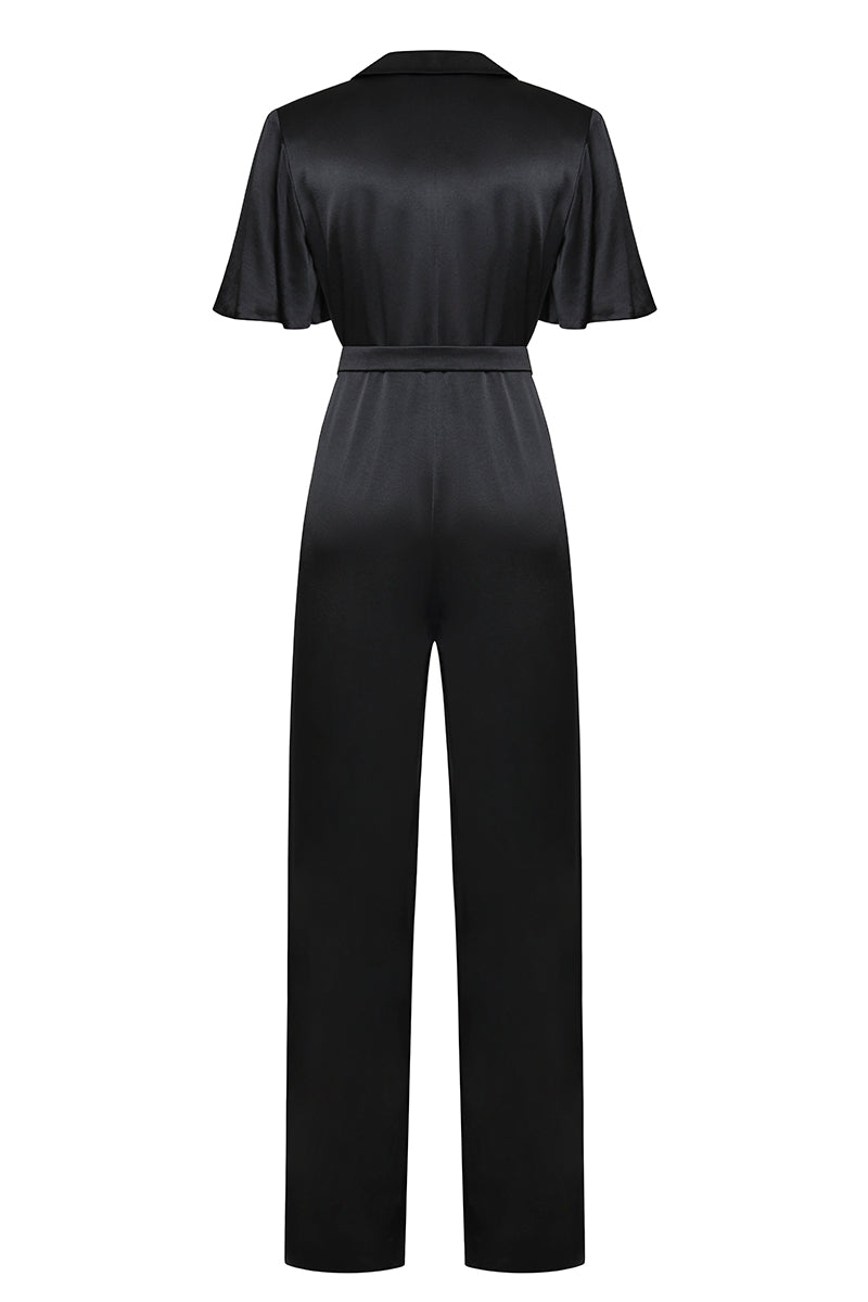 SHORT SLEEVE JUMPSUIT IN BLACK - CULT MIA