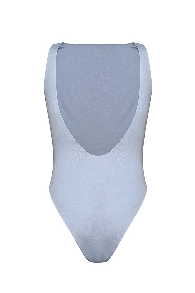 OPEN BACK BODYSUIT IN PEARL BLUE - CULT MIA