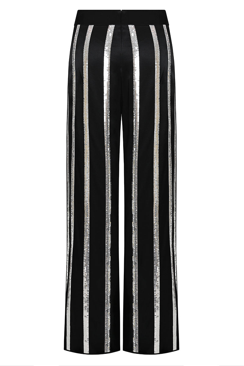 STELLAR STRIPED PANTS IN BLACK - CULT MIA