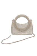 Silvia Gnecchi Luna Chain Bag, top handle designer handbag with gold chain strap and sleek leather finish.
