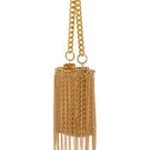 Gold frilly bucket handbag by Silvia Gnecchi featuring a top handle and decorative frills, shown with a sleek, structured design.