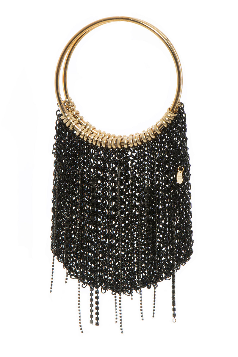 Silvia Gnecchi LE FLUFF FLUFF black top handle bag with soft, plush texture and elegant design.
