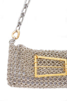 Silvia Gnecchi Sakura Silver shoulder bag with metallic finish and adjustable strap, stylish accessory for casual or formal wear.