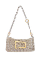 Silver shoulder bag by Silvia Gnecchi with a sleek design and subtle floral details, perfect for stylish everyday use.