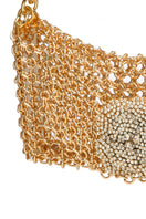 Silvia Gnecchi Camelia gold shoulder bag with elegant design and structured shape, featuring a sleek chain strap.