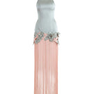 Rayane Bacha Kalina gown in Sage Blush shown with flowing fabric and elegant design, perfect for formal occasions.
