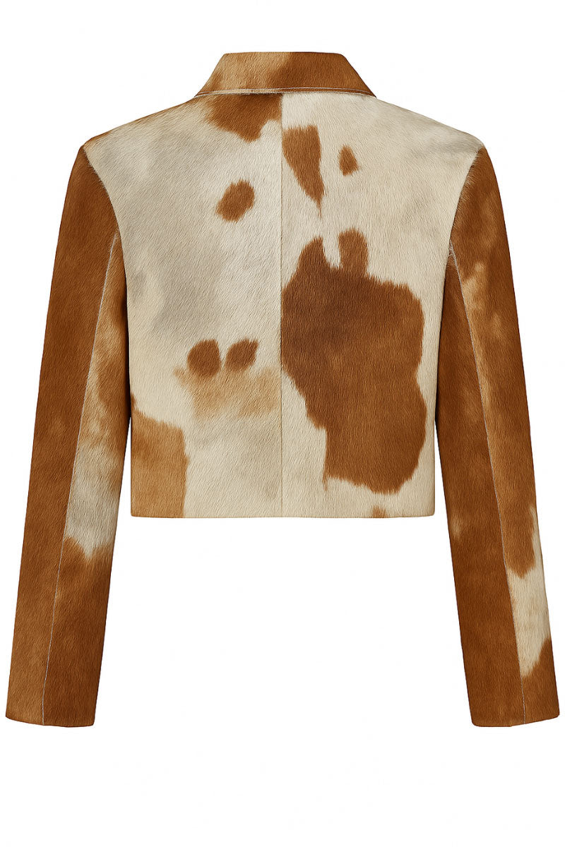 ZUT KANAO leather jacket in toffee cowhide with classic collar and front zipper, stylish and durable men's jacket.