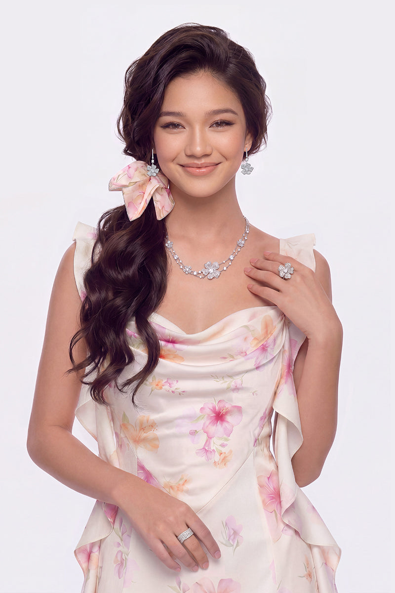 Nana Jacqueline Karina mini dress with floral pattern, stylish sleeveless design, perfect for summer or casual occasions.
