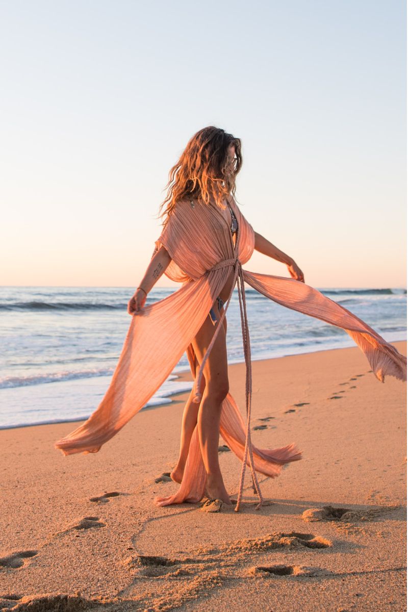 AURA DUSTER GOWN IN ROSE - CULT MIA