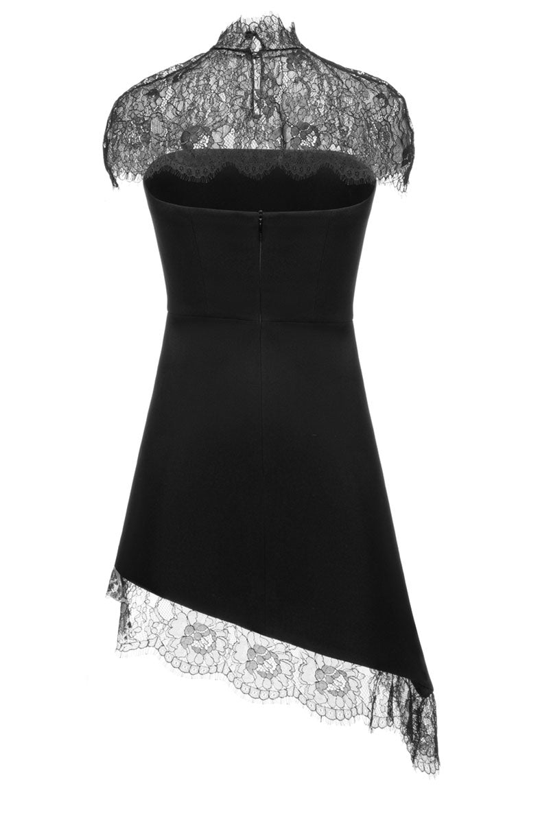 Black Roxanne mini skirt by Matters, featuring a fitted waist and stylish design, shown on a model.
