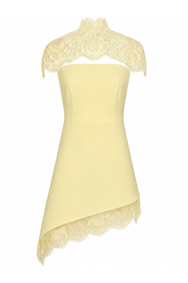 Matters Katea butter yellow mini dress with sleeveless design and fitted silhouette, perfect for casual or summer wear.