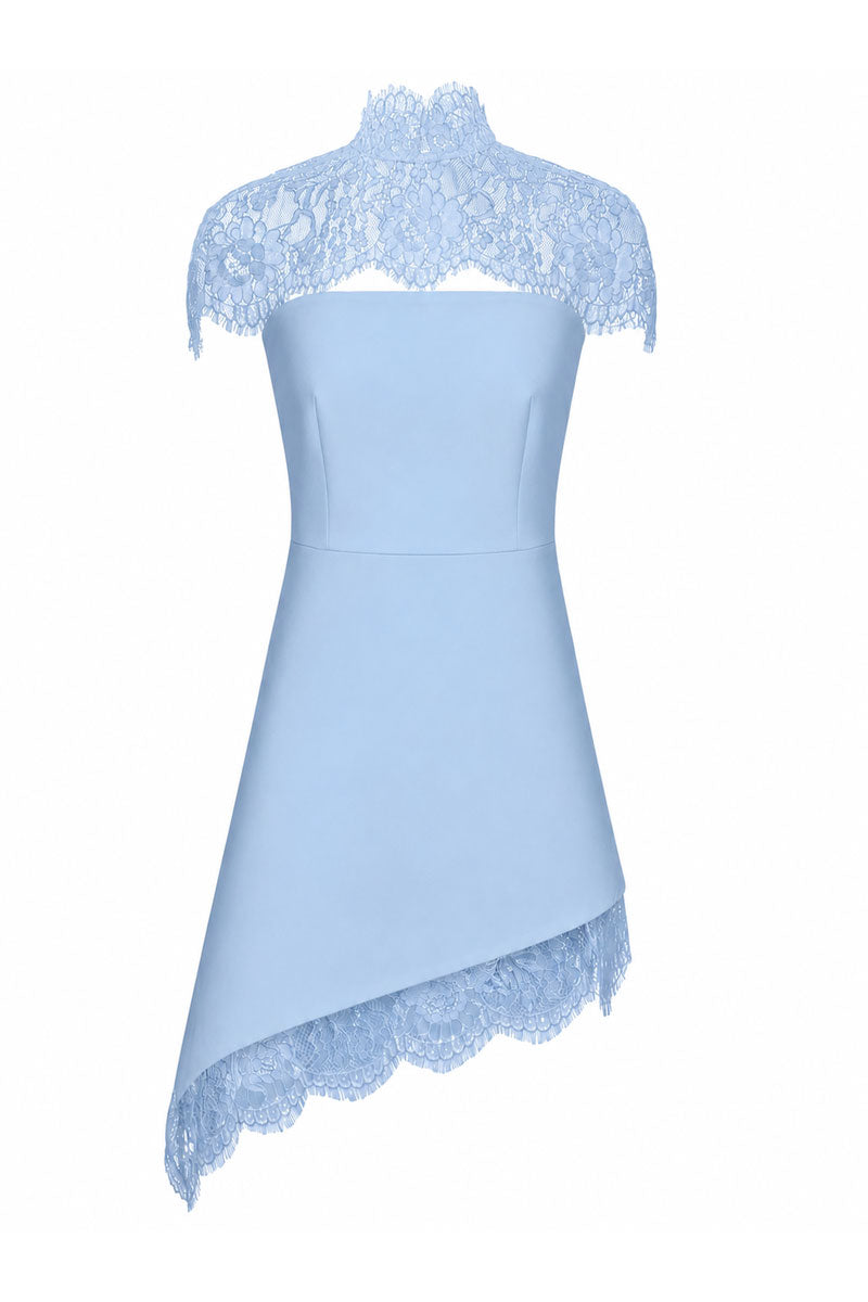 Sky blue mini dress by MATTERS, featuring a fitted silhouette and sleeveless design, perfect for casual or summer wear.