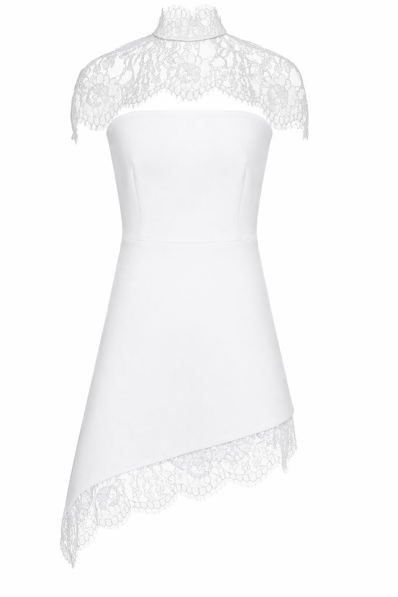 White mini dress by Matters featuring a fitted silhouette and sleeveless design, perfect for casual or summer wear.