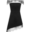 Black Katea mini dress by Matters, shown on a model, featuring a fitted silhouette and stylish neckline.
