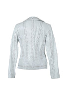 Double A Kayla leather jacket in washed white, showcasing its stylish design and soft, textured leather finish.