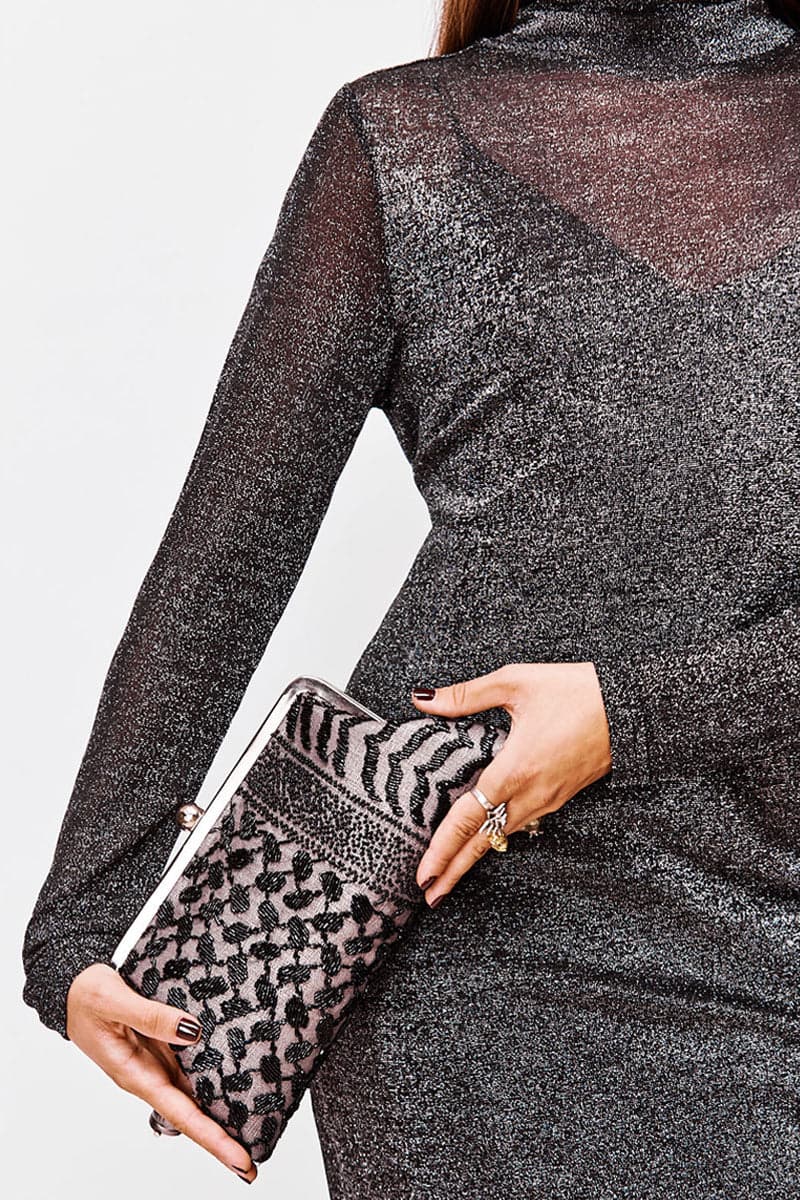 KEFFIEH ANTHRACITE CLASSIC CLUTCH - CULT MIA