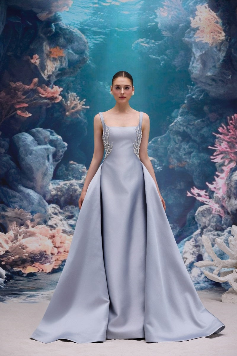 SIENNA ROYAL TAFFETA DRESS IN BLUE CAROLINA - Blue Carolina / XS SIENNA ROYAL TAFFETA DRESS IN BLUE CAROLINA - Blue Carolina / XS