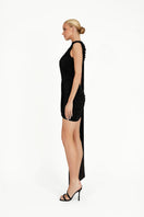 Black Kemmiye mini dress by Khanum's, stylish sleeveless dress with fitted silhouette and elegant design, perfect for casual or dressy occasions.