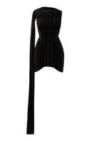 Black Kemmiye mini dress by Khanum's displayed flat lay, showcasing a stylish sleeveless design perfect for casual or evening wear.