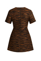ZUT Kempton mini dress in honey zebra print, featuring a fitted silhouette and stylish short sleeves.
