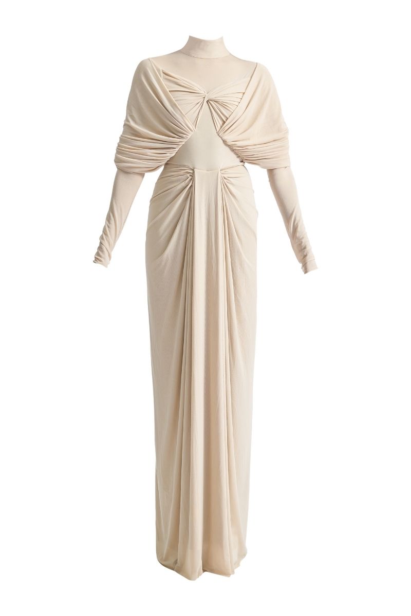 KENNY CHALK BEIGE MAXI DRESS - CULT MIA