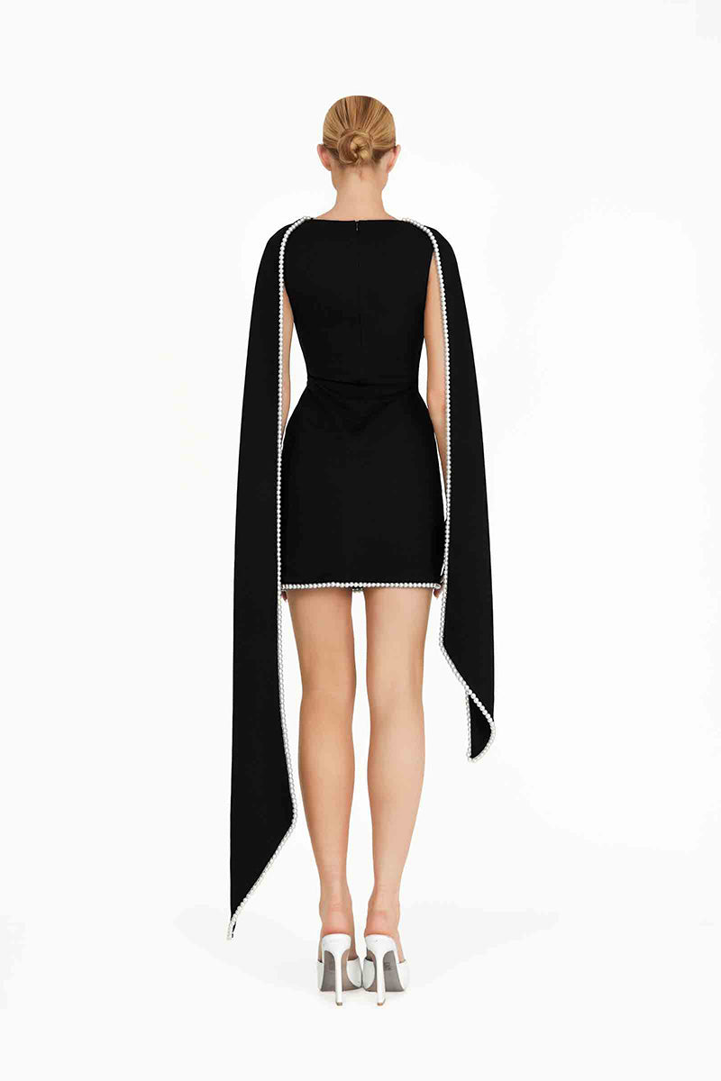carminia mini dress in black Obsessed with the Carminia Mini Dress in Black from @Revolve I got the size small and it fits like a glove. Low-back, deep-V, sparkly basically the ultimate girls-night-out dress. If youre