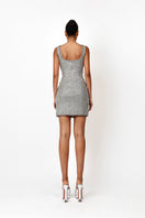 Silver Kerri mini dress by Khanum's, featuring a stylish short dress design with a fitted silhouette and elegant details.