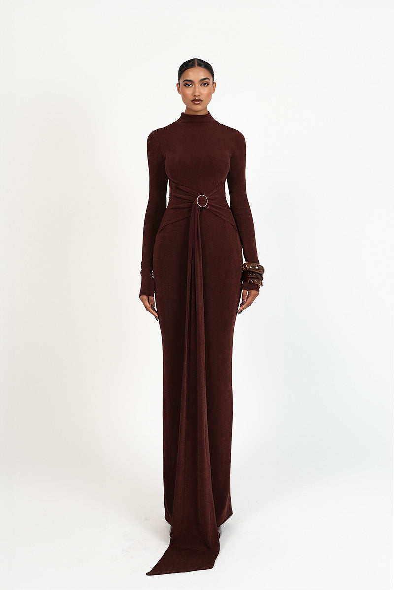 KHRISSY DRESS IN BROWN - CULT MIA