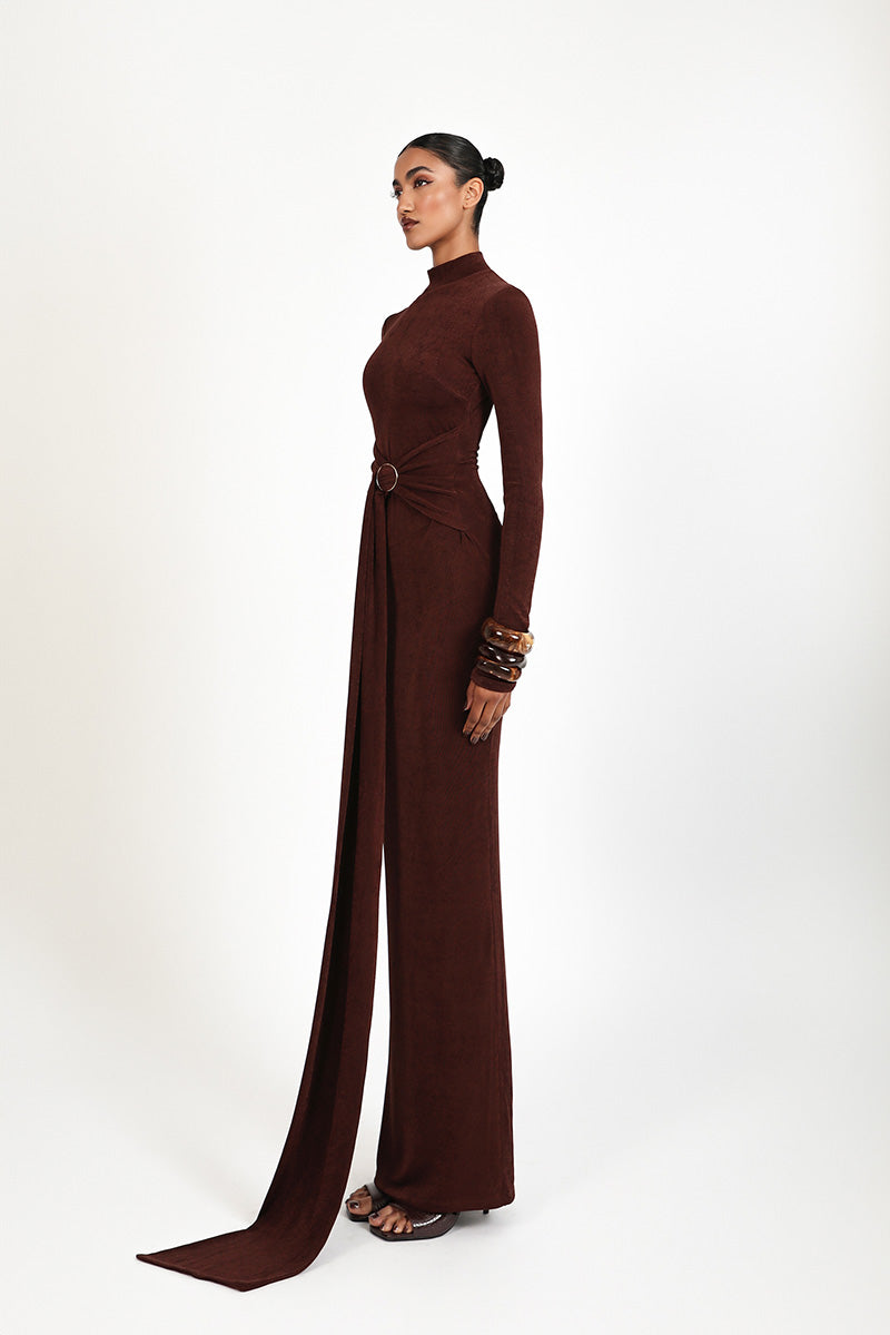 KHRISSY DRESS IN BROWN - CULT MIA