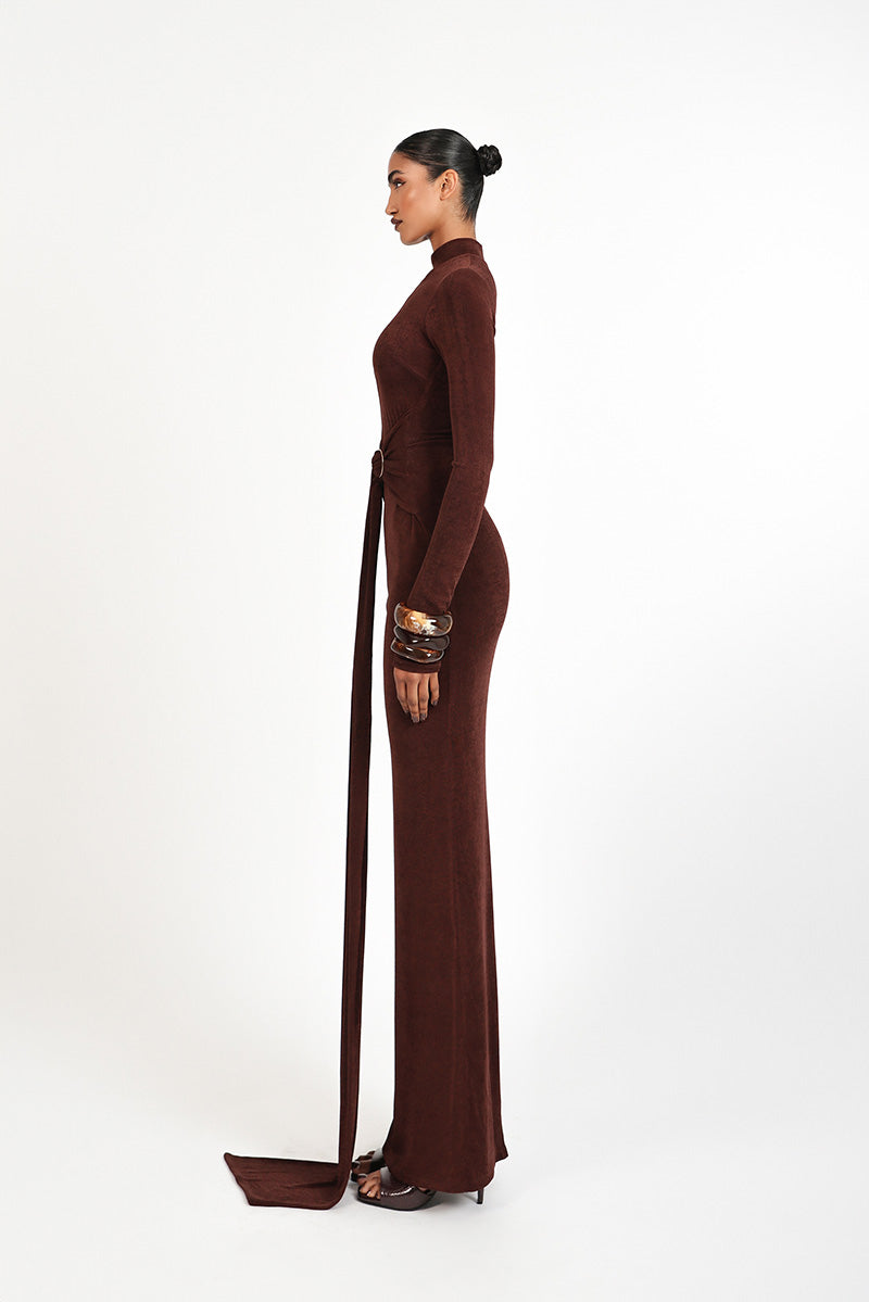 KHRISSY DRESS IN BROWN - CULT MIA