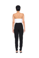 Black URA KIA pants shown from the back, featuring tailored fit and stylish design for casual or professional wear.