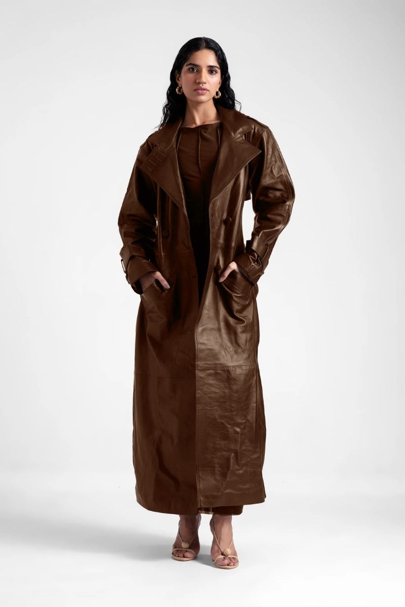 KIAH BLACK COFFEE DRESS AND COAT SET - CULT MIA