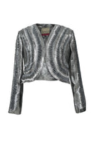 Double A Kiara leather jacket in washed silver, featuring a stylish cropped design and textured leather finish.