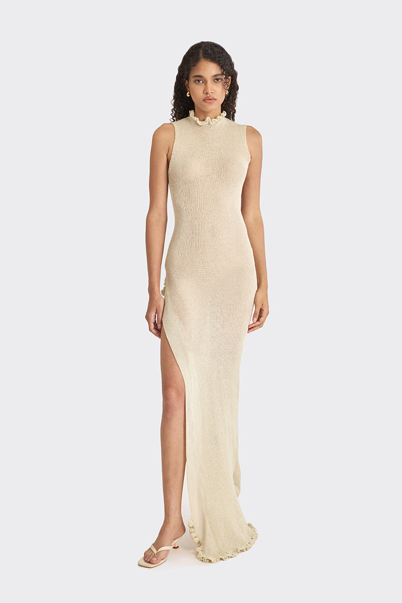 KNIT LOW-BACK MAXI DRESS IN BEIGE | CULT MIA | Stolen Stores KNIT LOW-BACK MAXI DRESS IN BEIGE | CULT MIA | Stolen Stores